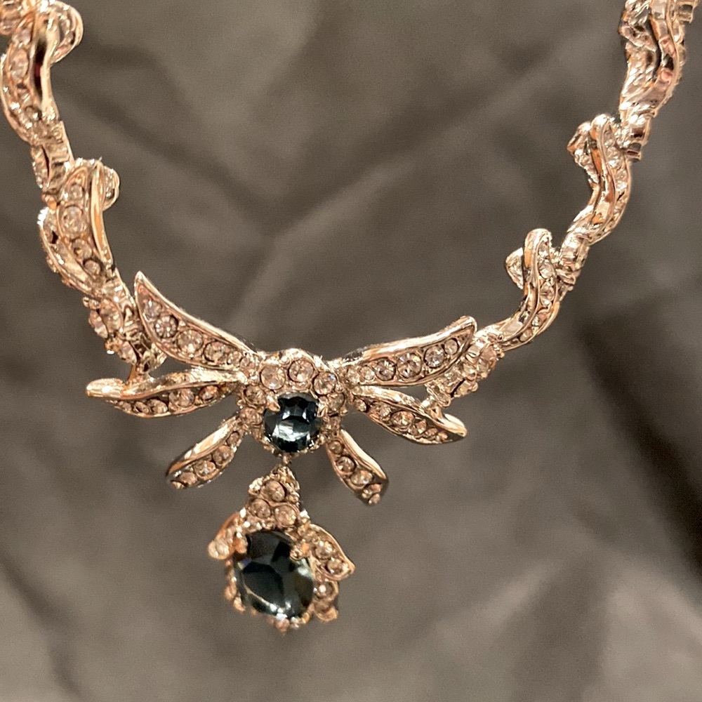 A Set of Absolutely Stunning Simulated Diamond & Sapphire Necklace & Earrings - Picture 8 of 15